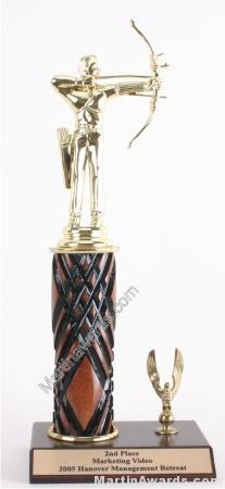 Wood Single Column Male Archer With 1 Eagle Trophy 1