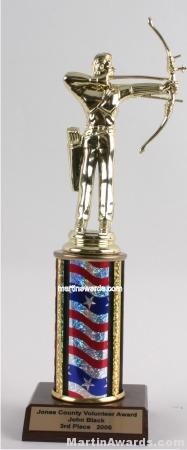 Red/White/Blue Single Column Male Archer Trophy 1