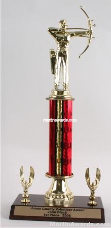 Red Single Column Male Archer With 2 Eagles Trophy 1