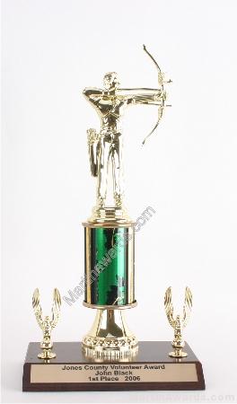 Green Single Column Male Archer With 2 Eagles Trophy 1