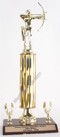 Gold Single Column Male Archer With 2 Eagles Trophy 1