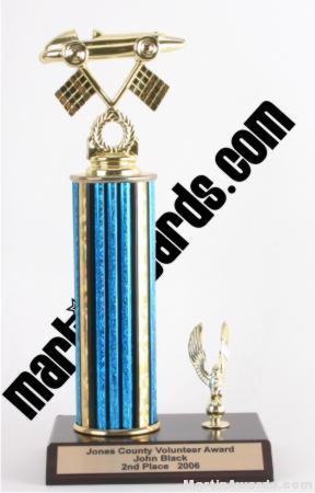 Blue Single Column Pinewood Derby Car With 1 Eagle Trophy 1