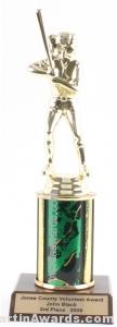 Green Single Column Female Softball Trophy 1