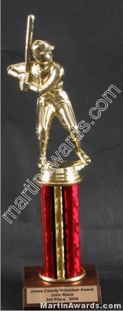 Red Single Column Baseball/Softball Trophy 1