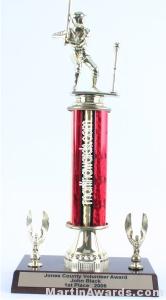 Red Single Column Male T-Ball With 2 Eagles Trophy 1