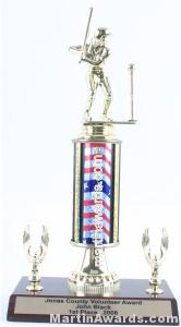 Red/White/Blue Single Column Female T-Ball With 2 Eagles Trophy 1