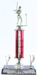 Red Single Column Female T-Ball With 2 Eagles Trophy 1