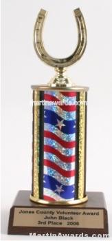 Red/White/Blue Single Column Horseshoe Trophy 1