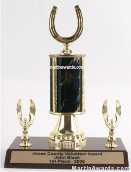Black Single Column Horseshoe With 2 Eagles Trophy 1