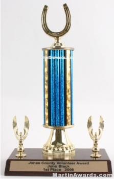 Blue Single Column Horseshoe With 2 Eagles Trophy 1