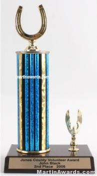 Blue Single Column Horseshoe With 1 Eagle Trophy 1