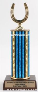 Blue Single Column Horseshoe Trophy 1
