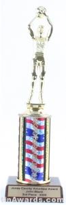 Red/White/Blue Single Column Female Basketball Trophy 1