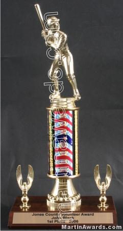 Red/White/Blue Single Column Male Baseball/Softball With 2 Eagles Trophy 1