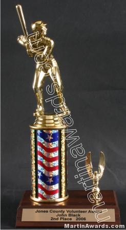 Red/White/Blue Single Column Male Baseball/Softball With 1 Eagle Trophy 1