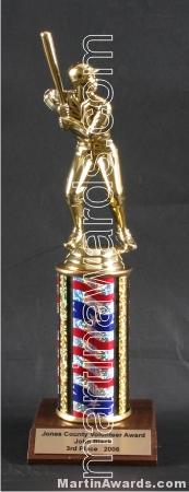 Red/White/Blue Single Column Male Baseball/Softball Trophy 1