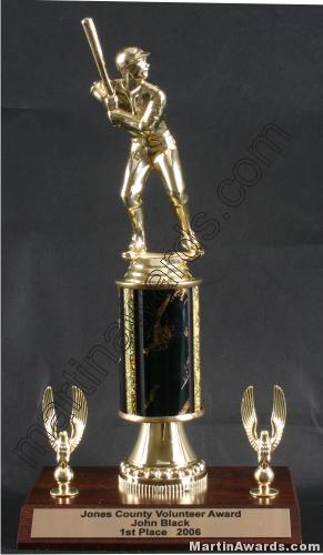 Black Single Column Male Baseball/Softball With 2 Eagles Trophy 1