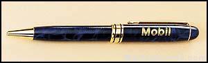 Blue Sapphire Marble Pen with Gold Trim 1