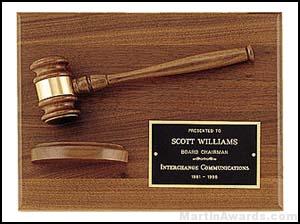 Wood Gavel On Walnut Plaque 1