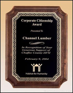 Plaque – Walnut Piano-Finish Plaques with Link Design Border Plate 1