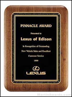 Plaque – Solid American Walnut Plaque w/Black Center Plate with Florentine Border 1