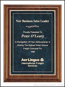 Plaque – Solid American Walnut Plaque Milano Marble Series w/Marble Design Plate 1