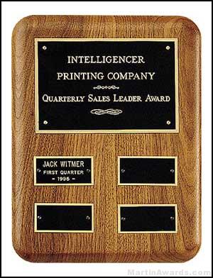 Plaque – American Walnut Perpetual Plaque for Quarterly Awards 1