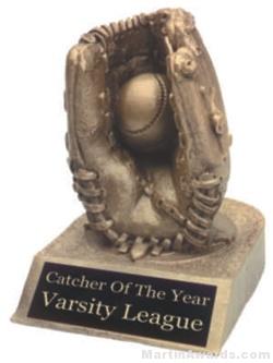 Baseball and Glove Gold Resin Trophy 1