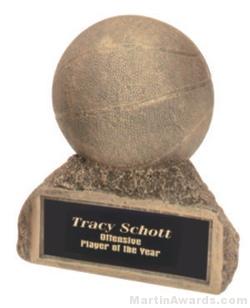 Basketball On Base Gold Resin Trophy 1