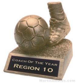 Soccer Ball and Foot Gold Resin Trophy 1