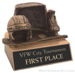 Hockey and Net Gold Resin Trophy 1
