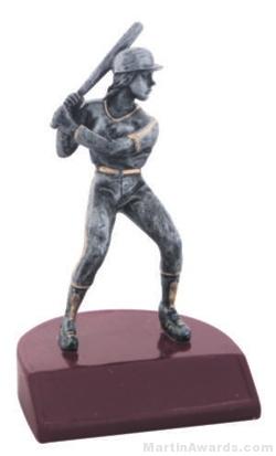 Female Baseball Silver Resin Trophy 1