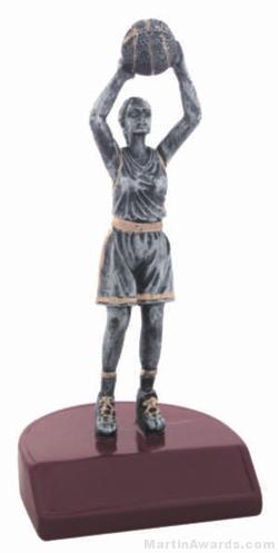 Female Basketball Silver Resin Trophy 1