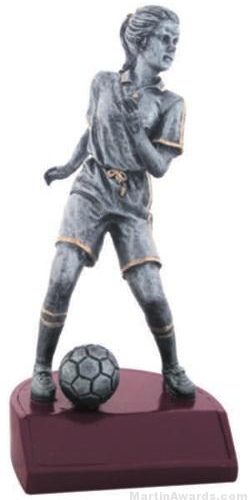 Female Soccer Silver Resin Trophy 1