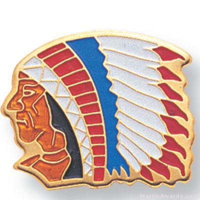 11/16″ Indian Chief Mascot Lapel Pin 1