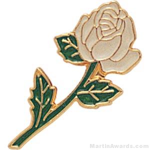 7/8″ Rose Shaped White Enameled Custom Lapel Pins 1