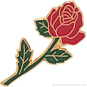 7/8″ Rose Shaped Red Enameled Custom Lapel Pins 1