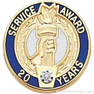 3/4″ Service Recognition Award Pins 25 Years with Diamond 1