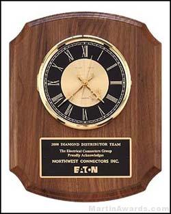 Clock Plaque Award – American Walnut Wall Clock Plaque Award 1