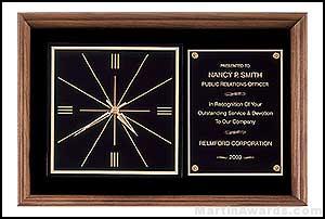 Clock Plaque Award – American Walnut Wall Clock Plaque Award with 2 Hanging Positions 1