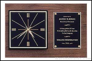 Clock Plaque Award – American Walnut Wall Clock Plaque Award with 2 Hanging Positions 1